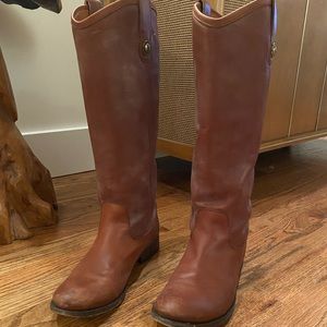 Cognac brown Frye knee-high boots